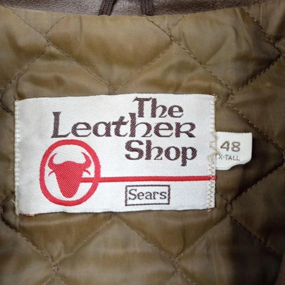 Vintage The Leather Shop Jacket Mens 48 X-Tall Leather Bomber Sears Quilted